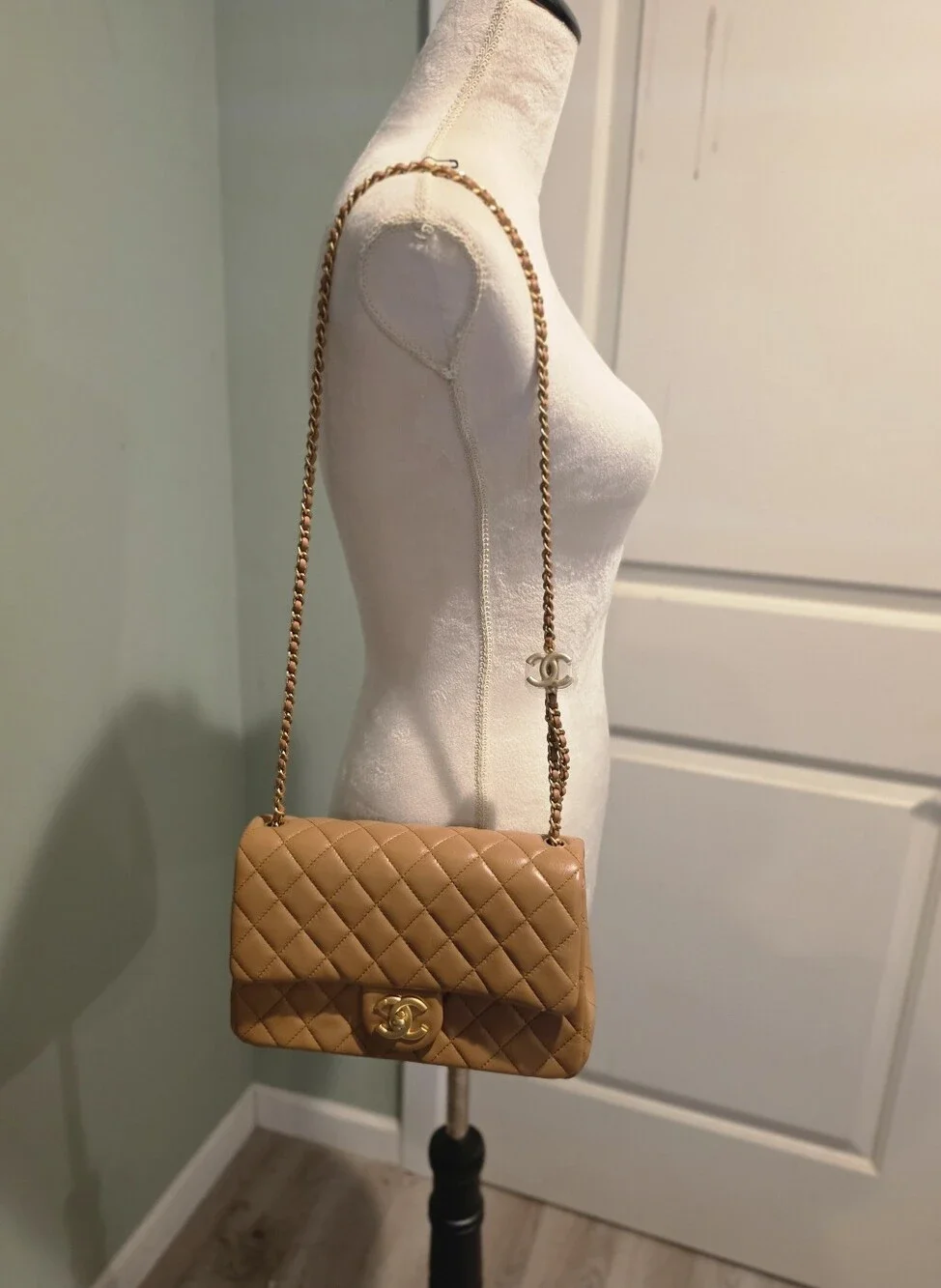 New CHANEL Small Flap Bag W/ Sliding Chain Strap